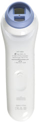Braun NTF300US no-touch thermometer held to the forehead for quick screening.