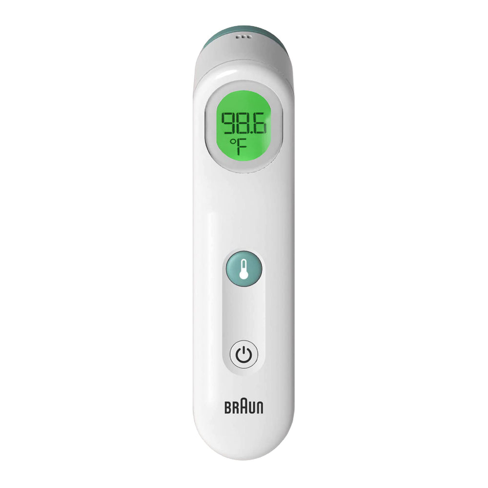 Braun Sensian Contact 5 thermometer display with quick reading on a clear screen