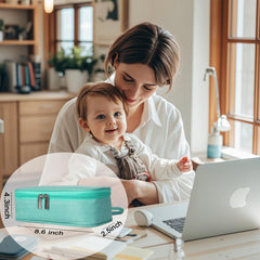 Breastmilk cooler bag green inside layout—secure bags and ice packs for safe transport