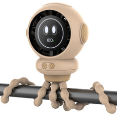 BreezeBoost stroller fan front view shows compact cooling for babies on outings.
