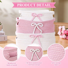 Breling Coquette bow basket small white ideal for books and snack storage