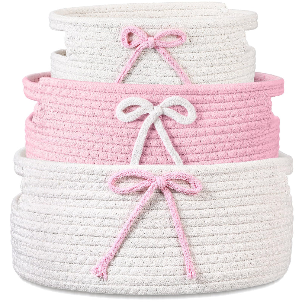 Breling Coquette bow laundry hamper large white with built-in handles for clothes organization