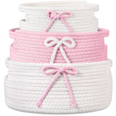 Breling Coquette bow laundry hamper large white with built-in handles for clothes organization