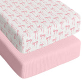 Breling pink bow crib sheet close-up showing soft cotton texture for baby comfort