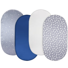 Breling satin bassinet sheet stars moons gray offers silky softness for hair-safe sleep