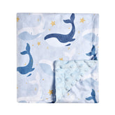 Brenaly blue whale blanket 30x40 in soft plush fabric for baby comfort