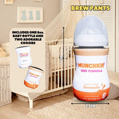 BREW PANTS coozies bottle inside view highlights included BPA-free bottle for safe feeding.
