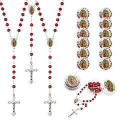 Brilucky 12-pack red rosary beads bulk in gift box for baptism favors.