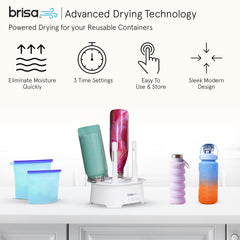 Brisa Rack bottle drying rack close-up reveals four drying posts for fast airflow.