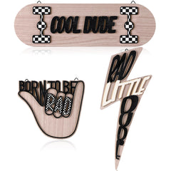 Briwooody 3pc wood sign set adds playful nursery decor for walls.