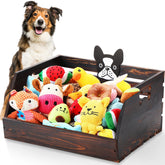 Briwooody dog toy bin front opening makes toy access easy for puppies and small dogs