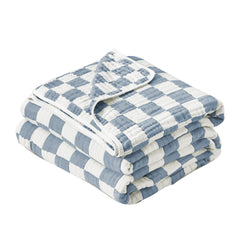 Brnabiou ultra soft blanket blue front view, breathable comfort for baby