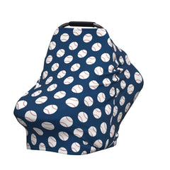 Broiteid Baseball Blue car seat cover shown on a stroller highlighting full privacy