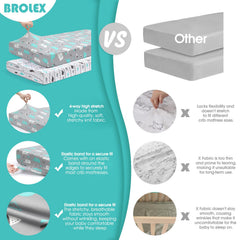 BROLEX crib sheet Elephant Whale close-up showing soft jersey knit for gentle skin contact