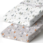 BROLEX changing pad cover Snowy Forest closeup shows ultra-soft fabric for baby comfort.