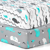BROLEX Elephant Whale pack-n-play sheets show playful design and plush softness for peaceful naps.