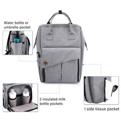 BRONZY versatile large diaper bag backpack interior pockets demonstrates 13-pocket layout for easy packing