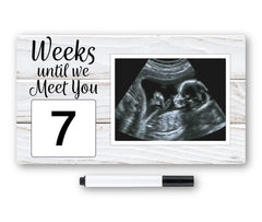 Brothers Bench weeks-until-we-meet-you ultrasound frame front displays countdown keepsake for nursery