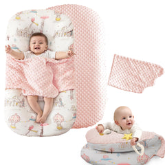 Brunees baby lounger pink compact packaging demonstrates easy storage and freshness.