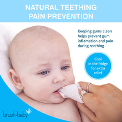 Brush Baby travel-friendly wipes designed for quick teething relief.