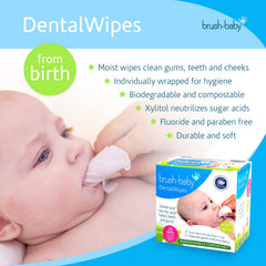 Brush Baby wipe used around gums and cheeks for a clean oral surface