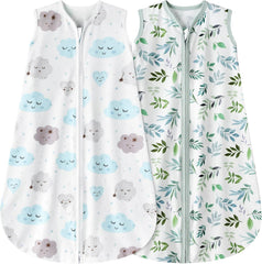 BSTOPPT leaf-clouds sleep sack close-up showing soft rayon cotton for sensitive skin comfort