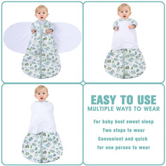 BSTOPPT Newborn Sleep Sack 3-way swaddle shows arm-in, arm-out configurations