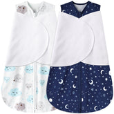 BSTOPPT newborn sleep sack front view with clouds and starry sky for cozy, safe sleep
