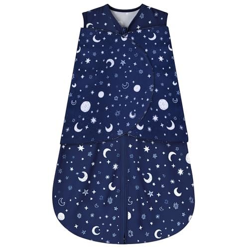 BSTOPPT Newborn Sleep Sack Starry Sky close-up shows soft rayon-cotton fabric for gentle nights.