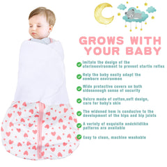 BSTOPPT newborn sleep sack wings swaddle setup demonstrates safe three-way swaddle options.