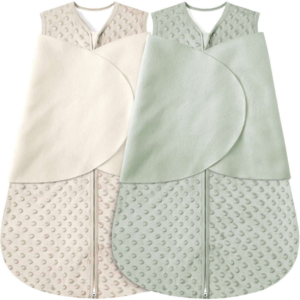 BSTOPT Sleep Sack wearable blanket in beige and green for cozy, safe sleep.