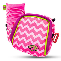 Bubblebum Booster Seat pink easy setup for taxis and rideshares.