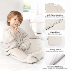 BubblePanda sleep sack with 2-way zipper enables easy midnight diaper changes.