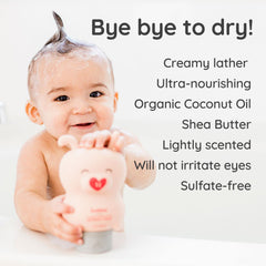 Bubbsi Creamy Coconut Oil Baby Shampoo pour mess-free bath time
