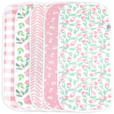 Bublo Baby burp cloths 5-pack folded, showing soft cotton top layer for gentle absorption.
