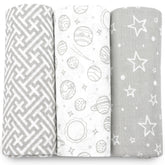 Bublo Baby muslin swaddle blankets 3-pack showing soft fabric ideal for tender newborn skin comfort.