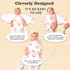 Bublo Baby Swaddle 0-3 months size worn by newborn for calm sleep