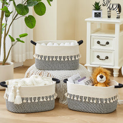 BUBUSUN woven basket with handles close-up highlights handwoven texture and durability