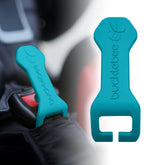 Bucklebee teal buckle release tool front view showing compact, caregiver-friendly design