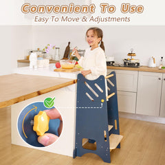 BUDDGO chalkboard panel on the tower enables drawing during kitchen time