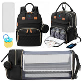 Buddy Bear diaper bag backpack showing changing station feature for quick diaper changes
