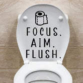 Buer Homie toilet lid decal with Aim Focus Flush for quick bathroom upgrade