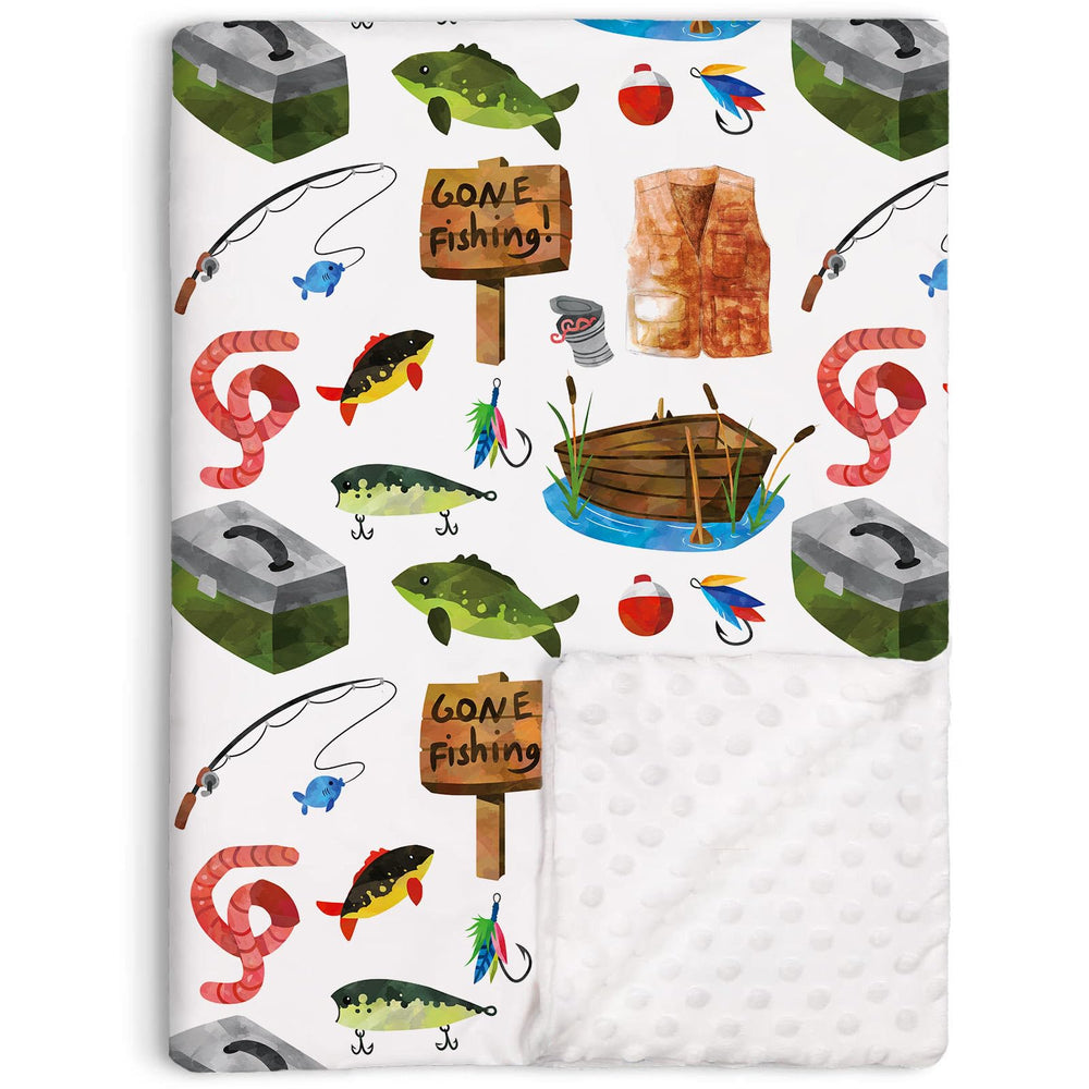 Buerhanerry Gone Fishing blanket front pattern for warm baby naps