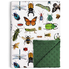 Buerhanerry Bugs blanket front pattern stimulates curiosity with insect visuals for infants.