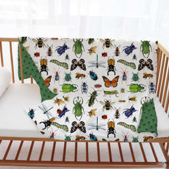 Buerhanerry Bugs blanket used in stroller demonstrates versatile travel comfort for naps.