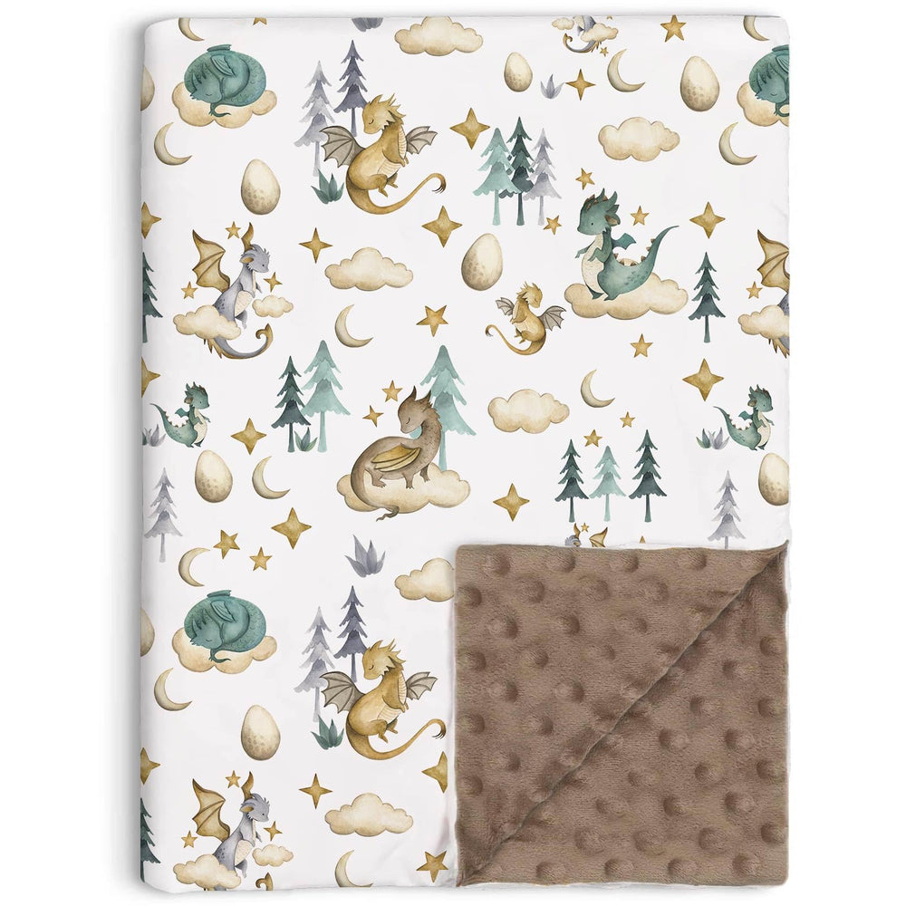 Buerhanerry Dragon Baby Blanket dragon-pattern front keeps baby cozy during naps.