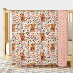 Buerhanerry Highland Cow blanket back dotted pattern provides plush texture for naps