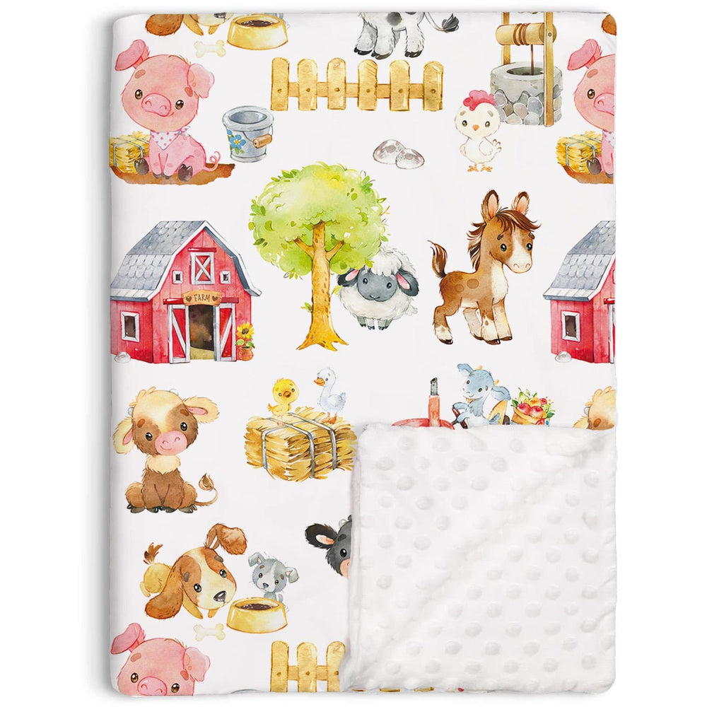 Buerhanerry Loyoot farm animals blanket front pattern adds cozy farm-themed comfort for naps
