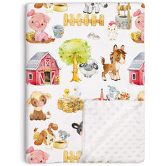 Buerhanerry Loyoot farm animals blanket front pattern adds cozy farm-themed comfort for naps