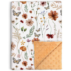 Buerhanerry Loyoot Wildflower blanket front showcases Boho flower print for baby comfort.